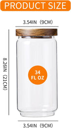 Glass Storage Jars with Acacia Wooden Lid Set of 3, 34 OZ High Borosilicate Glass Containers Kitchen Food Canisters s for Coffee Beans/Sugar/Tea/Nuts