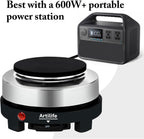 Artilife 500W Small Hot Plate Mini Hot Plate,Artilife 500w Small Electric Hot Plate,Mini Stove Portable Stove Kitchen Cooktop Electric Heater,Perfect Size for Moka Pot 110V