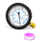 MEANLIN MEASURE 0~10Psi Stainless Steel Liquid Filled Pressure Gauge 1/4" NPT 2.5" FACE DIAL with Rubber Protective Sleeve, Lower Mount