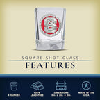 Heritage Pewter North Carolina State Square Shot Glass | Hand-Sculpted 1.5 Ounce Shot Glass | Intricately Crafted Metal Pewter Alma Mater Inlay