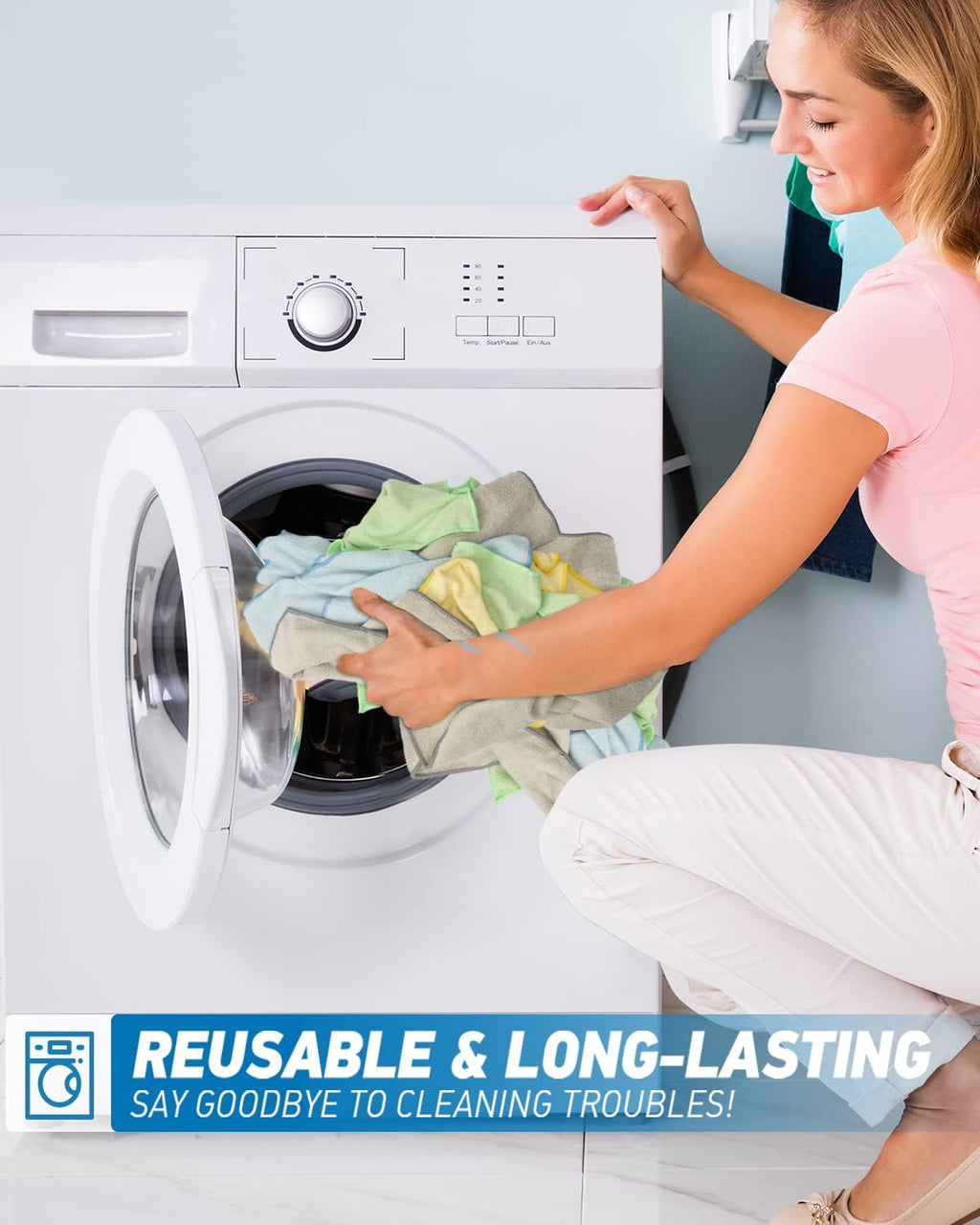 Microfiber Cleaning Cloth-50Pcs (13x13 inch) Ultra Soft Highly Absorbent Rags, Reusable and Lint Free Cleaning Towels for Housekeeping-Machine Wash (HotPink)