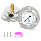 MEANLIN MEASURE 0~30Psi Liquid Filled Pressure Gauge Front Flange Panel Mount, 1/4" NPT 2.5" FACE DIAL Stainless Steel Case with Phillips Screw and Nut, +/-3-2-3%
