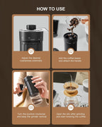 CIRCLE JOY Manual Coffee Grinder with 40 Levels External Adjustment and Ceramic Burr, Portable Hand Coffee Grinder Set with Pour Over Coffee Dripper, 50 Count V60 Coffee Filters and Storage Bag