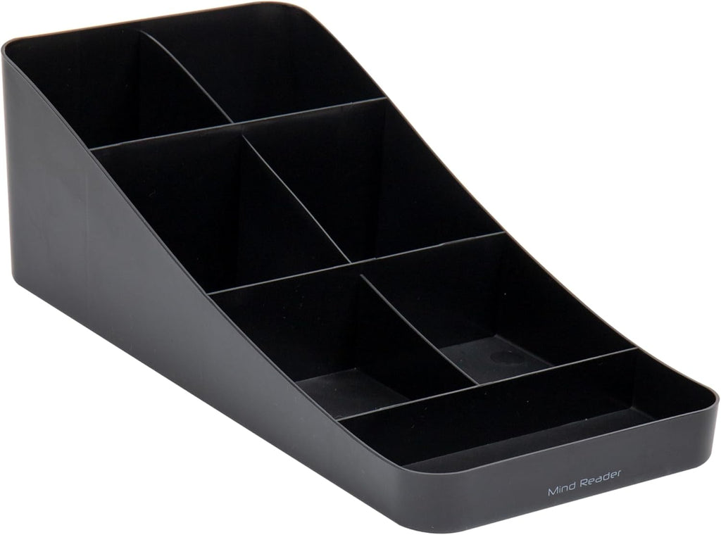 Mind Reader Cup and Condiment Station, Countertop Organizer, Coffee Bar, Kitchen, Stirrers, 7.25"L x 15.5"W x 5.25"H, Black