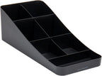 Mind Reader Cup and Condiment Station, Countertop Organizer, Coffee Bar, Kitchen, Stirrers, 7.25"L x 15.5"W x 5.25"H, Black
