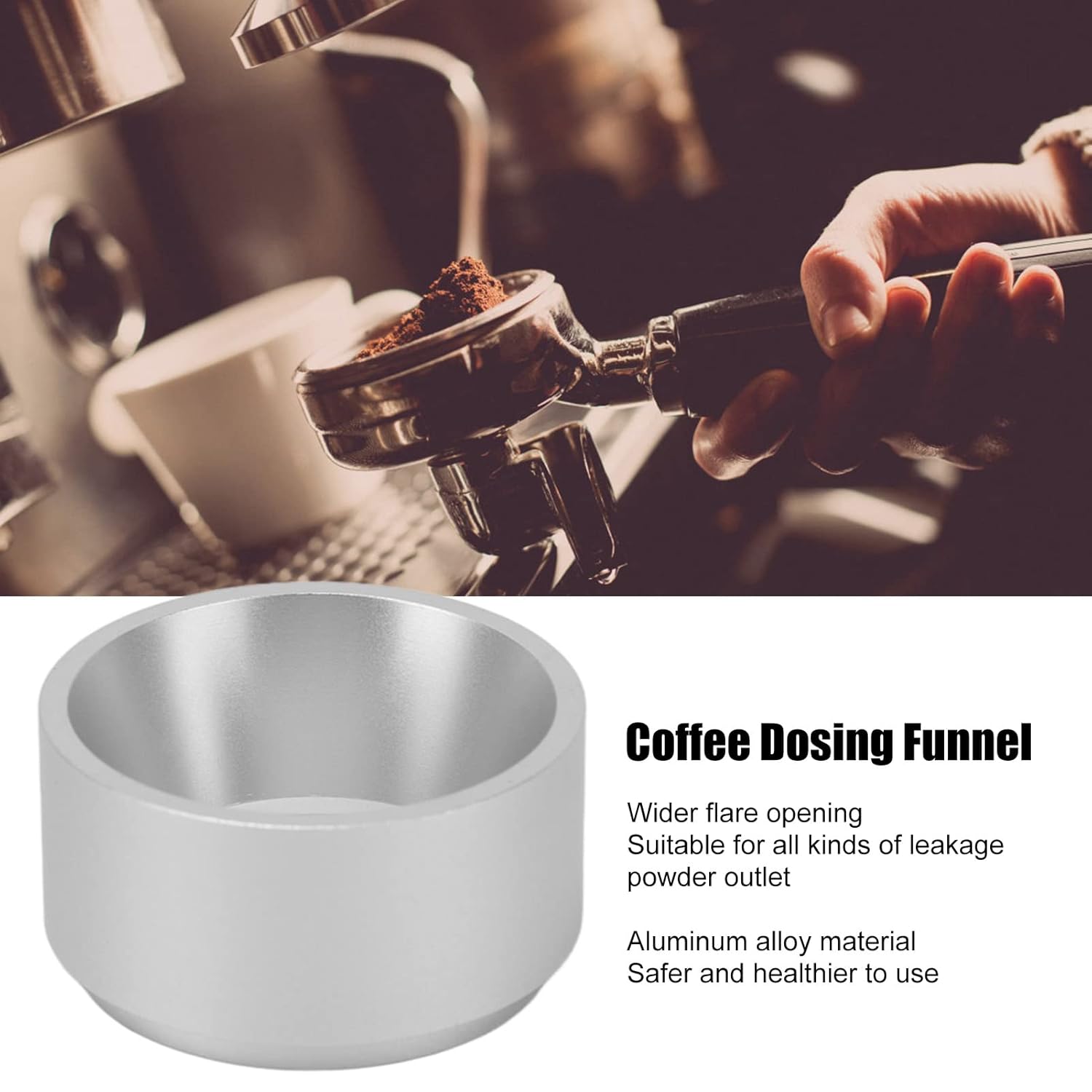 Topyond 28mm Dosing Funnel, Espresso Portafilter Funnel, Aluminum Alloy Coffee Dosing Ring, Precision Dosing Tool for Coffee Capsule