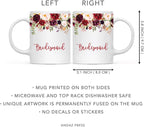 Andaz Press 11oz. Wedding Ceramic Coffee Tea Mug Gift, Fall Autumn Marsala Burgundy Flowers Roses Florals, Bridesmaid, 1-Pack, Includes Gift Box