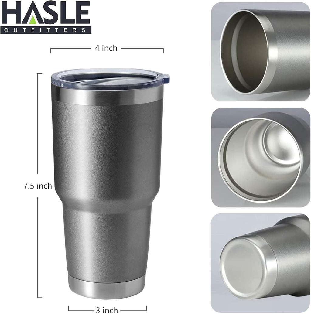 HASLE OUTFITTERS 30oz Stainless Steel Tumbler, Double Wall Vacuum Insulated Travel Mug Tumbler, Durable Insulated Coffee Mug, Gift Box Set (Grey, 8)