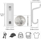 Wall Hooks for Coat and Towel: 13LB Adhesive Door Hanger Stick on, Silver 6 Pack