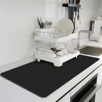 BLESWIN Dish Drying Mat for Kitchen, 15.7'' x 23.6'' Coffee Bar Mat for Countertops, Coffee Station Mats with Non-slip Rubber Backed, Absorbent Dish Dying Mat for Kitchen Counter, Black