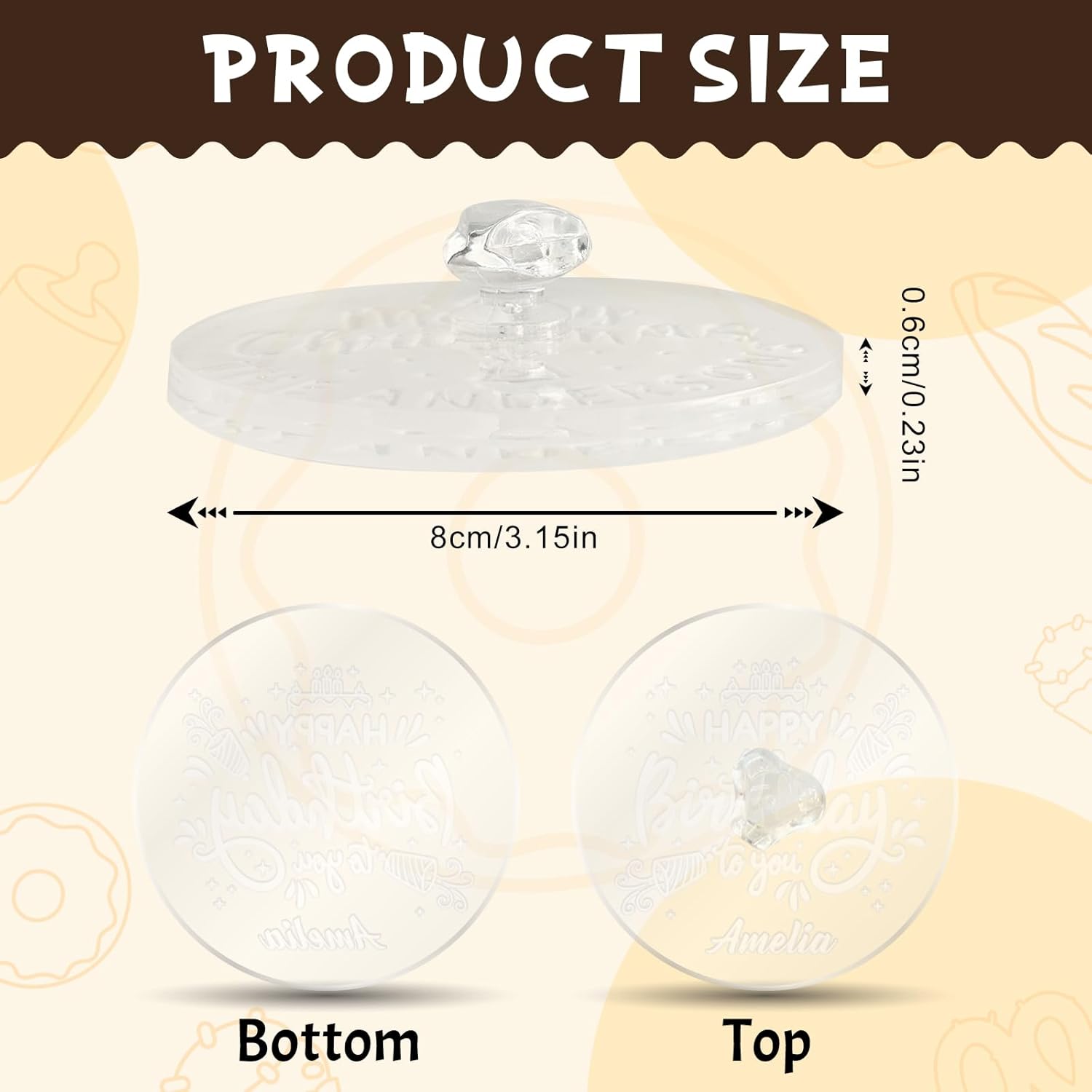 Personalized Birthday Cookie Stamp Custom Acrylic Cookie Embossing Mold with Handle for Baking Decoration