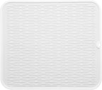 Silicone Dish Drying Mat for Multiple Usage,Easy clean,Eco-friendly,Heat-resistant Silicone Mat for Kitchen Counter or Sink,Refrigerator or Drawer Liner White XL 18 inches x 16 inches