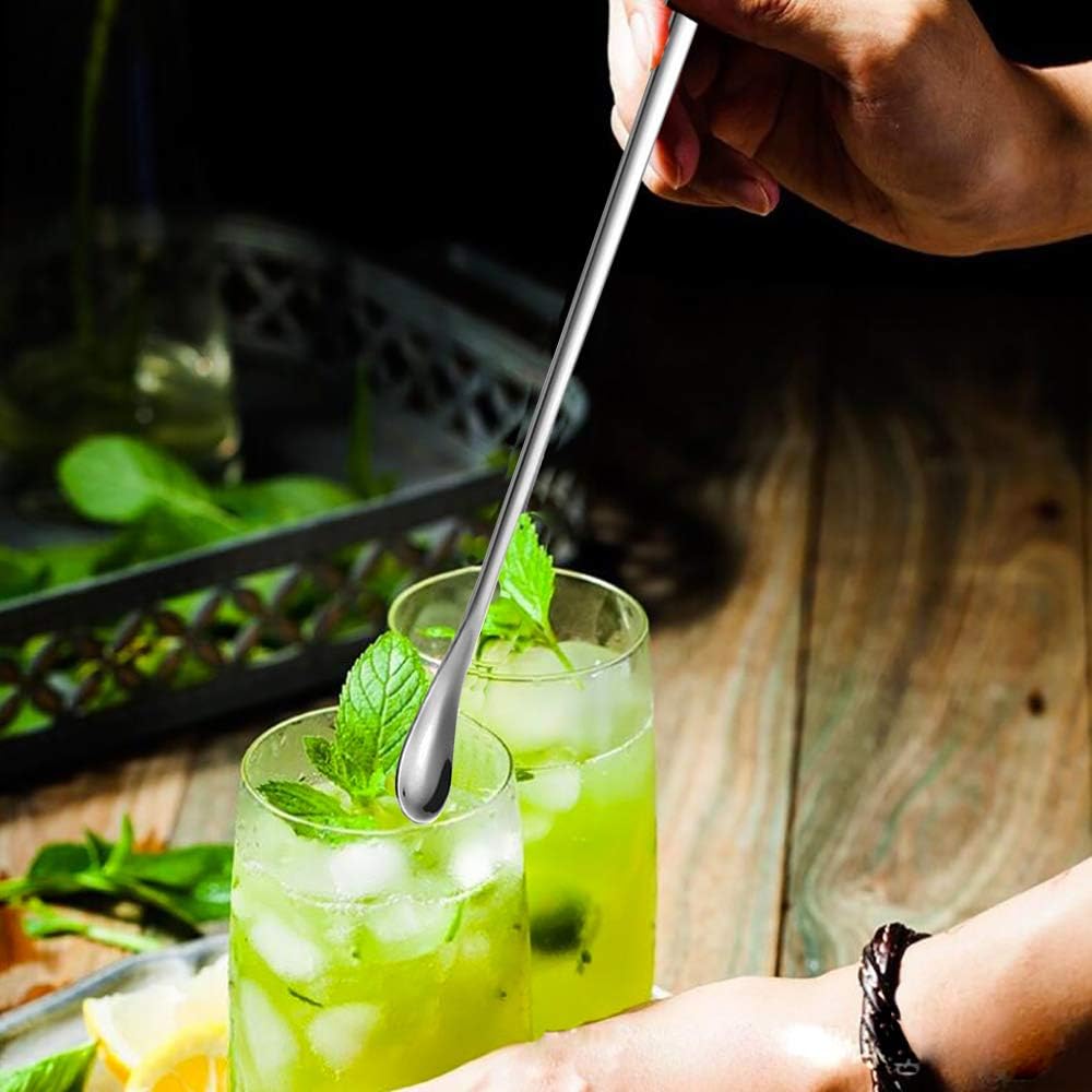 Delove Stainless Steel Coffee Stirring Spoon Beverage Cocktail Stirrers Stir Cocktail Drink Mixing Swizzle Stick- Tiny Salt Condiment Spoon - Reusable - Set of 4 (8.8-Inch)