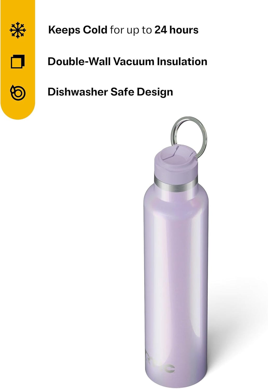 RTIC 26oz Journey Bottle Metal Stainless Steel Vacuum Insulated, BPA Free, Reusable, for Water, Hot and Cold Drinks, Travel, Sports, Camping, Lavender Glitter
