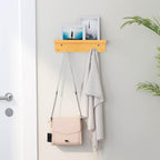 MKO Key Holder for Wall, Mail Organizer and Key Rack with Tray for Hallway, 6 Key Hooks Wall Mount Adhesive(Gold)
