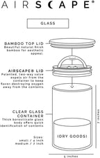 AirScape Glass Food Storage Canister - Glass Storage With US Patented Airless Inner Lid & Bamboo Top Lid - Preserves Food Freshness (Medium 7-Inch)