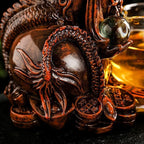 Glass Teapot Set with Infuser Semi Automatic Dragon Tea Set with 6 Small Cups (red dragon)