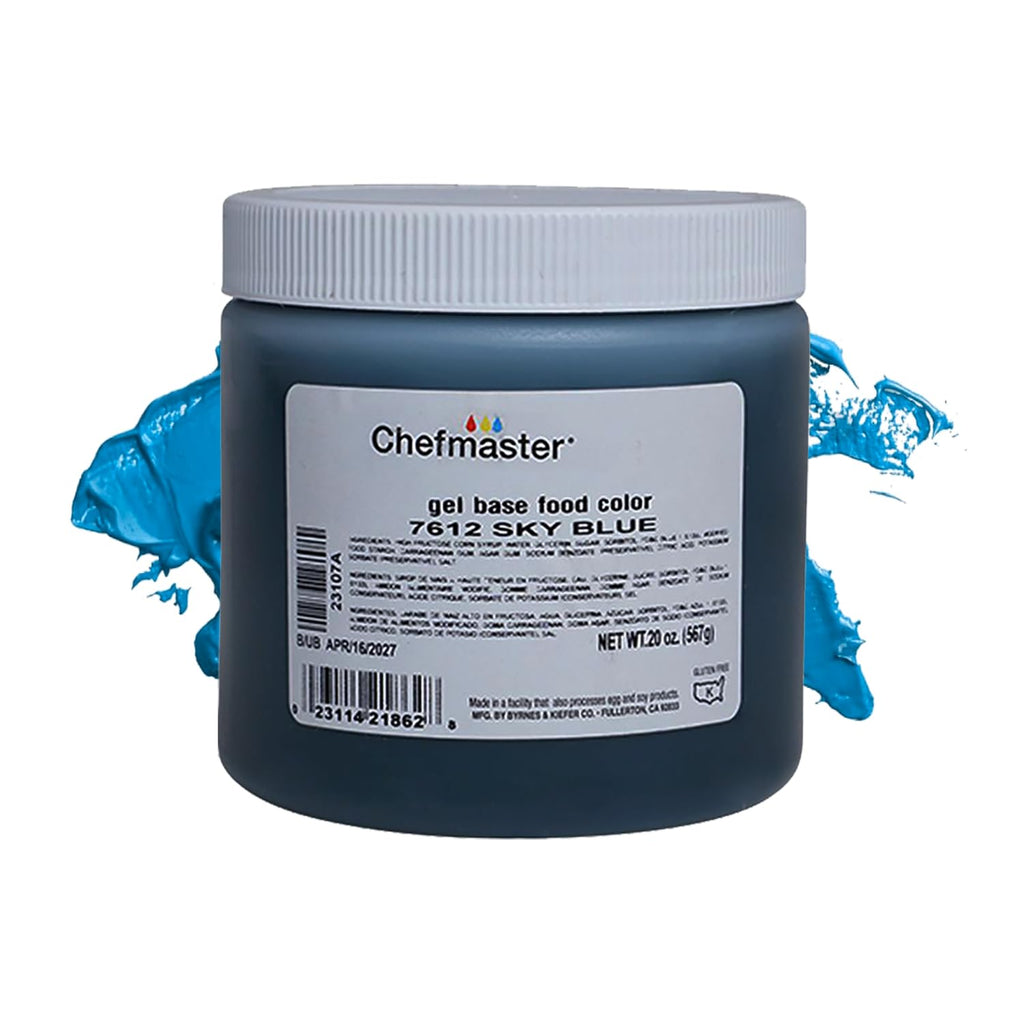 Chefmaster Sky Blue Gel Food Coloring | Vibrant Color | Professional-Grade Dye for Icing, Frosting, Fondant | Baking & Decorating | Fade-Resistant | Easy-to-Use | Made in USA | 20 oz