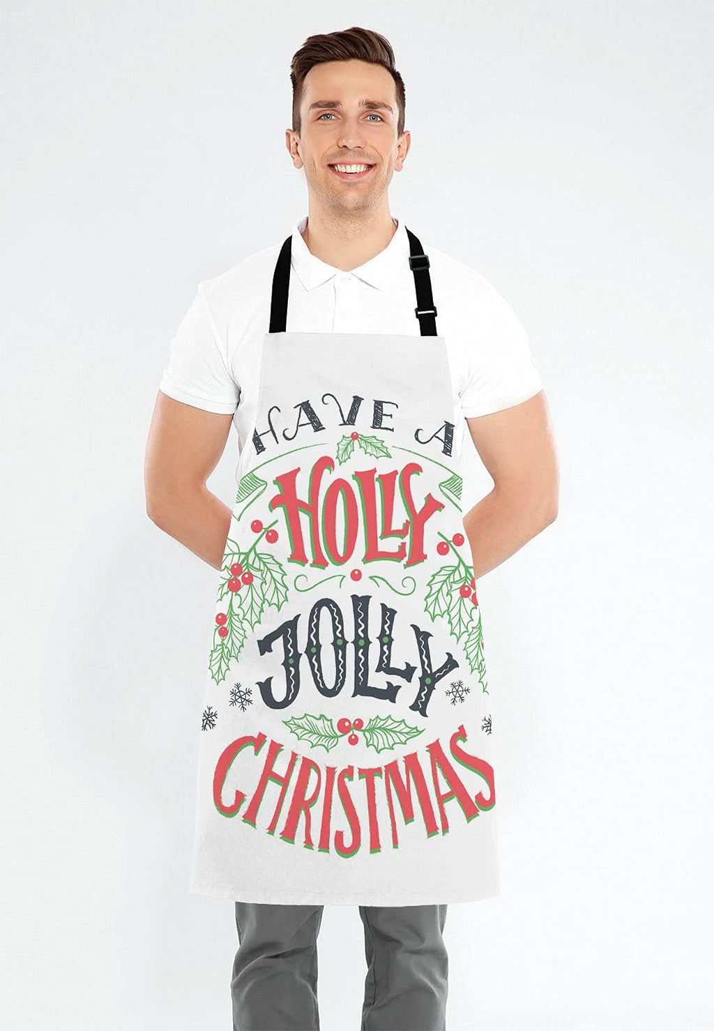 Have a holly jolly Christmas Adjustable Bib Apron Kitchen Cooking Baking Gardening Apron for Women Men