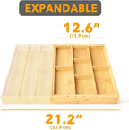 SpaceAid Bamboo Utensil Drawer Organizer with Labels, Kitchen Silverware Expandable Tray Holder Organizer for Flatware, Cutlery, Spoon and Knives Drawer Storage Organization (Natural)