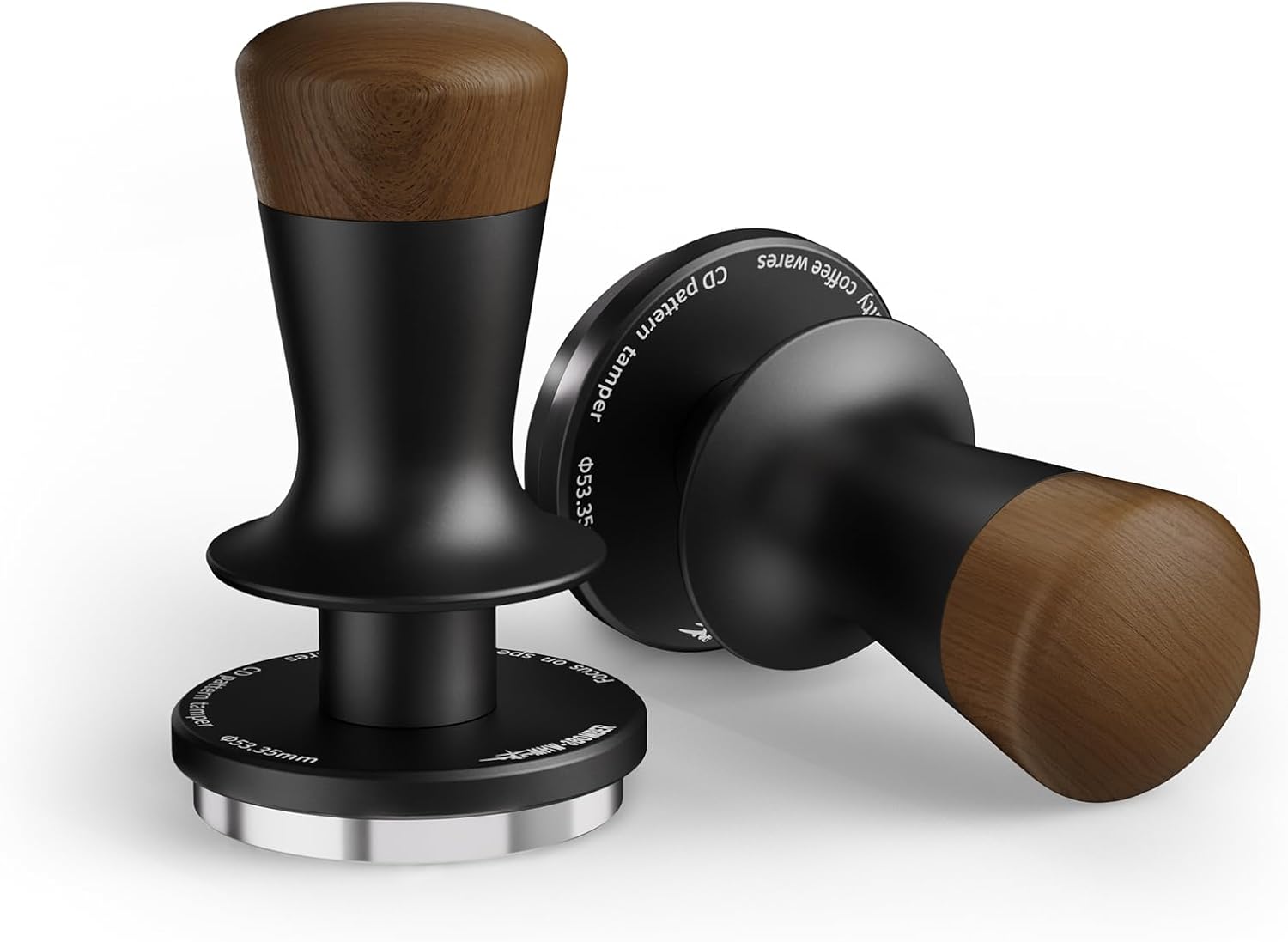 MHW-3BOMBER 54mm Espresso Tamper, Double Spring Loaded Tamper, Self Leveling without Tilting, 53mm Coffee Tamper with Wood Cover, 53.35mm Ripple Base, T7127