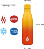 BJPKPK 25oz Insulated Stainless Steel Water Bottles Reusable Metal Travel Sports Water Bottle Keep Cold and Hot,Sunset Orange