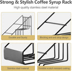 Coffee Syrup Rack for Coffee Bar Accessories, Fits with Torani and Monin Syrup, Coffee Bar Organizer Holds 4 Bottles
