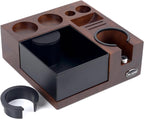 IKAPE V5 Espresso Knock Box, Espresso Coffee Organizer Box Fit for Storage 51, 54, 58MM Espresso Tamper, Distributor, Portafilter & Puck Screen Accessories, Natural Sandywood Station Base(9 IN One)