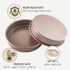 Non Toxic Nonstick 9 inch Round Cake Pans Set of 2 | Quality Non Stick 9 inches Layer Circle Cake Pan 2 inches Deep | Best 9in Baking Pan PFOA, BPA free Nontoxic | 9inch 9inches Cake Pans Set