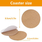 60 PCS self Adhesive Cork for Coasters Bulk,4 inches Coaster Bottoms self Adhesive,Round Coaster Backing with self Adhesive,DIY Crafts Drinks Cork Coasters