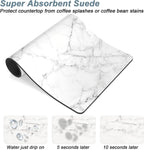 Rnivvi Coffee Mat, 12" x 19" Cute Marble Style Coffee Bar Mats for Espresso Machine Station Accessories and Organizer, Hide Stain Rubber Backed Absorbent Dish Drying Pad for Kitchen Counter,Gray White
