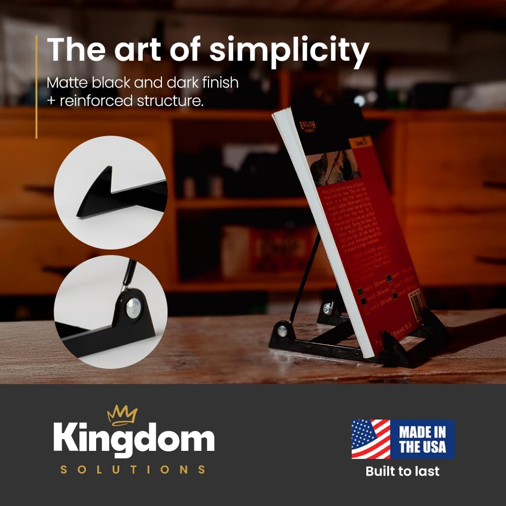 KINGDOM SOLUTIONS MADE IN USA 12-Pack Adjustable Acrylic Easels - Plate Stand - Sturdy Book Stand for Art, Pictures, Plates, Frames - Unique on the Market