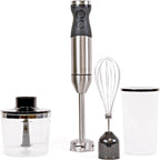 Kenmore Immersion Blender - Handheld Stick Mixer For Kitchen, Food Chopper, Whisk, Smoothie Milkshake Maker, Blend Baby Food, Protein Shake, Puree, Batidora De Inmersión Stainless Steel Blade, Black