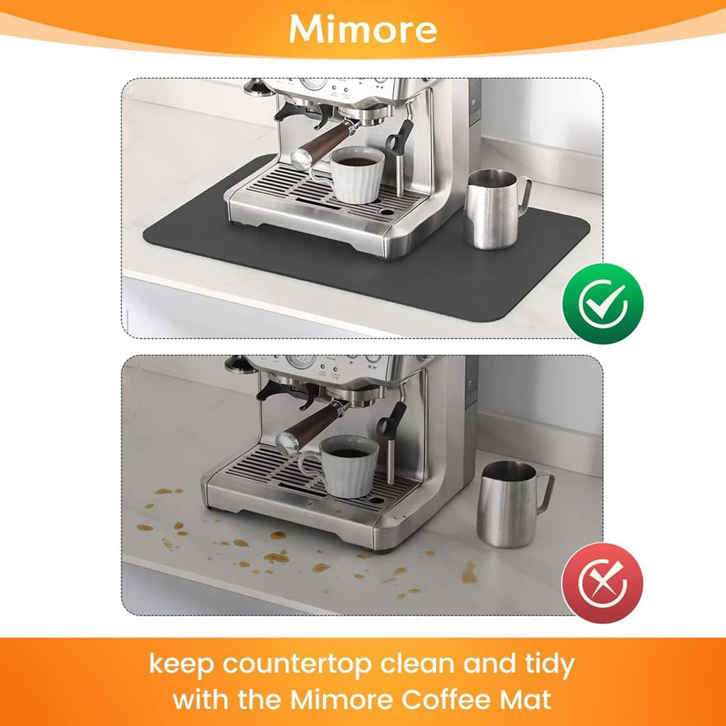 Mimore Coffee Mat - 12x19 Inch Grey Countertop Mat - Absorbent, Hides Stains, Rubber Backed - Dish Drying Mat Fits Under Coffee Maker or Espresso Machine
