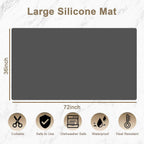 72''x36'' Large Silicone Mat for Kitchen Counter, Non-Slip Heat Resistant Countertop Protector, Waterproof Multipurpose Mat for Kitchen Island, Semitransparent