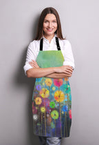 Colorful Spring Petal Flowers Bib Apron with Adjustable Neck for Men Women,Suitable for Home Kitchen Cooking Waitress Chef Grill Bistro Baking BBQ Cobbler Apron