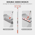 SetSail 4-in-1 Tile Tub Floor Scrubber with 52-inch Adjustable Long Handle Shower Cleaner Brush Comes with Window Scrubber and 3 Replacement Brush Heads for Cleaning Bathroom Kitchen Tub Tile,Orange