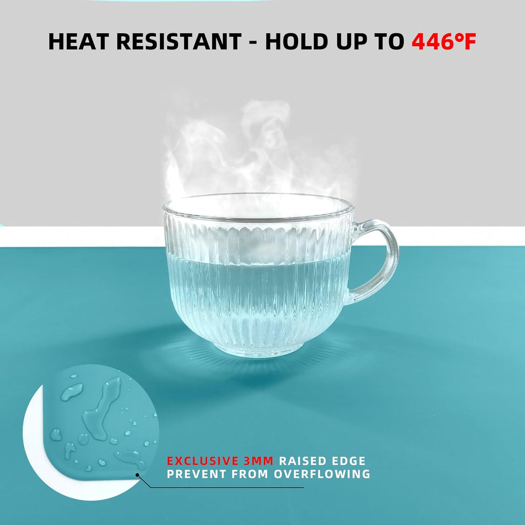 KVK 43.3×25.6in Silicone Mats for Kitchen Counter - Extra Large Silicone Mat Heat Resistant - Glossy Bottom Non Slip - Universal Painting Craft Resin Mat Table Countertop Protector, Dark Grey