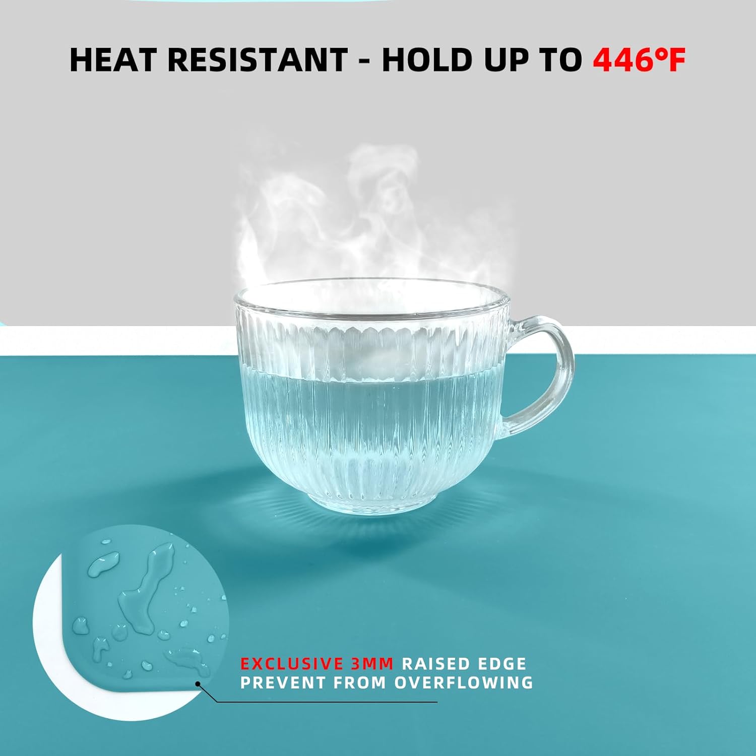 KVK 43.3×25.6in Silicone Mats for Kitchen Counter - Extra Large Silicone Mat Heat Resistant - Glossy Bottom Non Slip - Universal Painting Craft Resin Mat Table Countertop Protector, Dark Grey