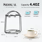 SIDUCAL Espresso Cup Set of 6 [4 oz] Stackable Ceramic Cappuccino Cup with Saucers and Cup Holder,Microwave/Dishwasher Safe,Espresso Demitasse Cups(Green)