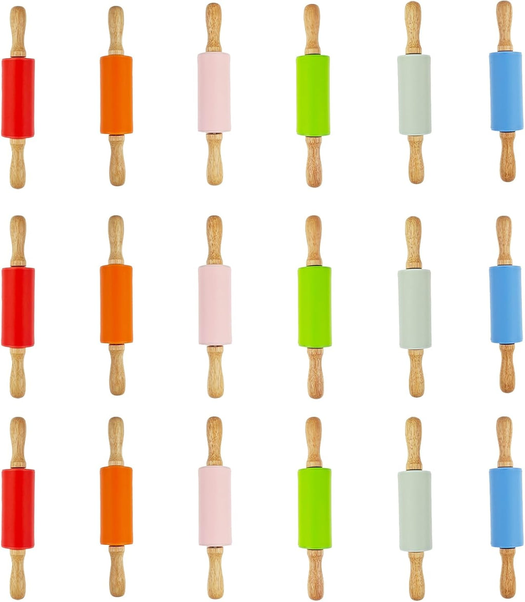 18 Pack Small Rolling Pin for Kids, 9 Inch Kids Rolling Pin for Home Kitchen (6 colors)