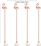 4 Pcs Flamingo Cocktail Stirrers Swizzle Sticks Stainless Steel 7.28" Coffee Stir Sticks with Decor Top for Mixing Cocktail, Hot Cocoa, Creamer, Rose Gold
