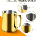 Milk Frothing Pitcher, 20OZ/600ML Stainless Steel Espresso Steaming Pitcher Coffee Milk Frother Cup with Decorating Art Pen for Espresso Machine, Milk Frother, Latte Art