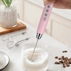 Milk Frother Rechargeable Handheld - Electric Whisk 3 Speed Adjustable, Coffee Frother Wand with 3 Stainless Whisks, Electric Foam Maker, Drink Mixer Blender for Latte Cappuccino Matcha Egg