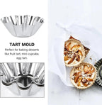 12 Pcs Stainless Steel Tart Pans - Non-Stick Flower Cookie Cutters Mold for Baking - Flower and Round Muffin Cups - Cupcake Mold for Kitchen
