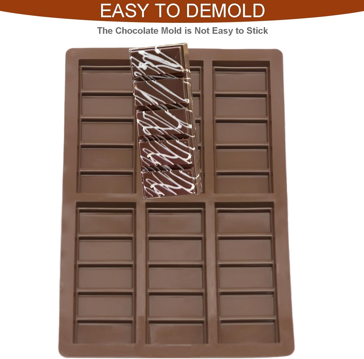 Dubai Chocolate Mold-Non-Stick Chocolate Bar Mold, Food Grade Silicone Deep Mold for Chocolate Stuffed Bar,Candy, Snacks,DIY Treats & Homemade Gifts (5 Snap)