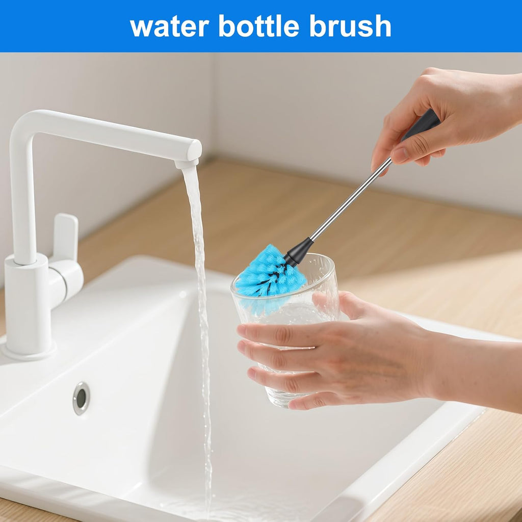 Water Bottle Brush, 15-inch Long, Bottle Brush Cleaner, Bottle Scrubber, Kitchen Scrub Brush Suitable for Water Bottles, Cups, Glasses, Baby Bottles, Wine Glasses, Blue
