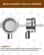 58mm Bottomless Portafilter For Breville, 2 Ears Slim Naked Portafilter Fits Breville Espresso Machines BES900XL, BES920XL, BES980XL, BES990BSS with Aluminum Handle, 18g Double Shot Filter Basket