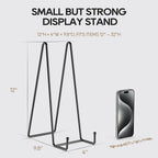 HONGYUTAI 3 Pack 12 Inch Plate Stands for Display Picture - Vinyl Table Top Display, Decorative Metal Frame Holders for Book , Photo and Platter, Tabletop Art, Black