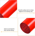 HARFINGTON Acrylic Clay Roller 9 Inch x 1 Inch Solid Non-Stick Plastic Round Tube Roller Polymer Clay Rod Fondant Rolling Pin for Shaping, Sculpting, Modeling DIY Crafts, Red